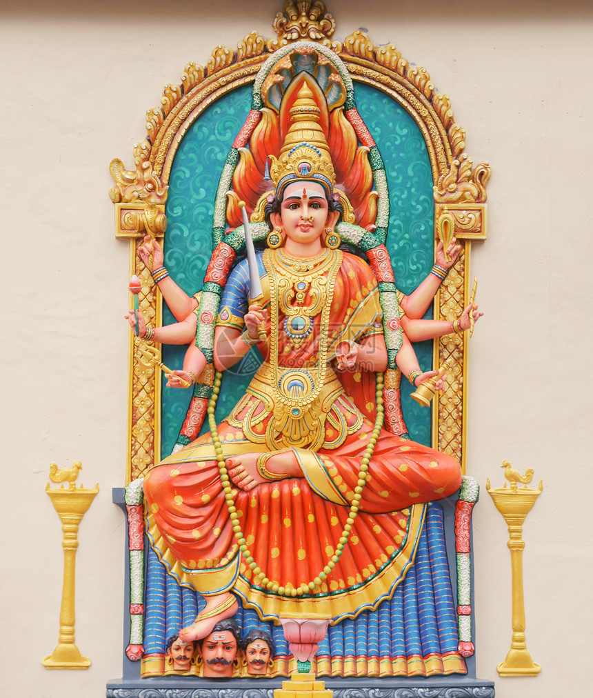 杜尔加印度教女神纪念品砂岩神话宗教祷告塑像寺庙旅行雕塑数字图片