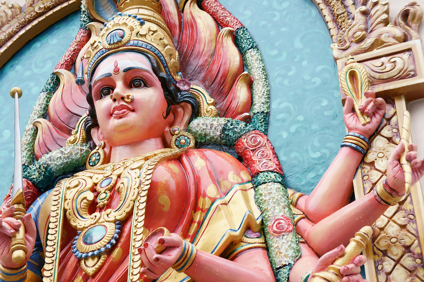 杜尔加印度教女神纪念品文化信仰塑像智慧祷告雕像寺庙艺术砂岩图片