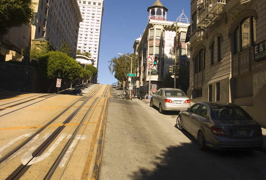 旧金山的Trolley铁轨图片