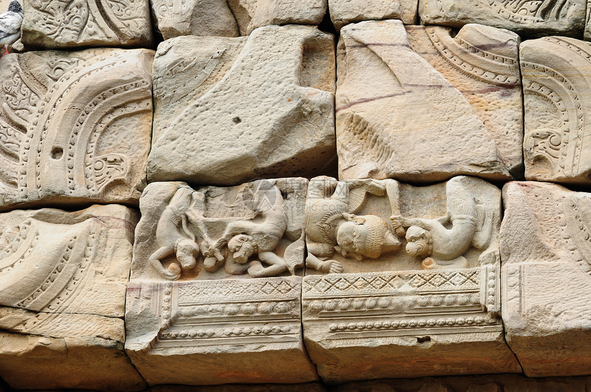 泰国Pimai古城的石雕刻砂岩建造寺庙建筑岩石博物馆建筑学历史雕刻纪念碑图片