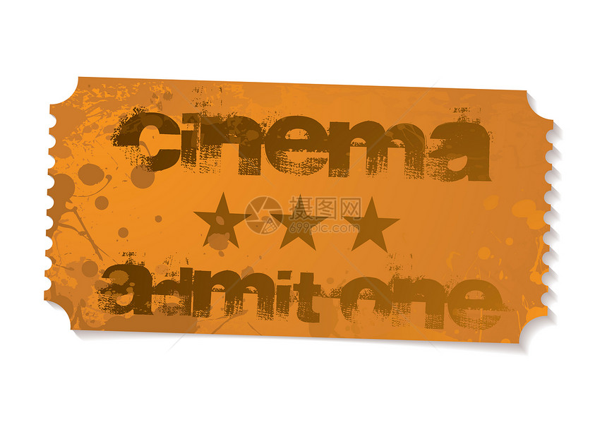 接受一张电影票剧院录取闲暇插图橙子优惠券展示纸板星星入口图片
