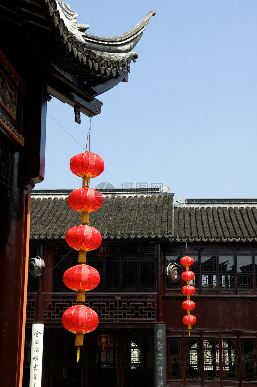 中国神庙的建筑结构遗产装饰品古董灯笼建筑学城市房子旅行木头历史性图片