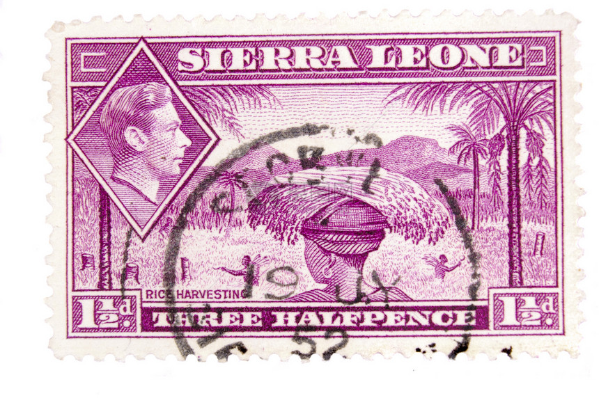 英国殖民地古老的邮票国王英语便士紫色邮资收获图片