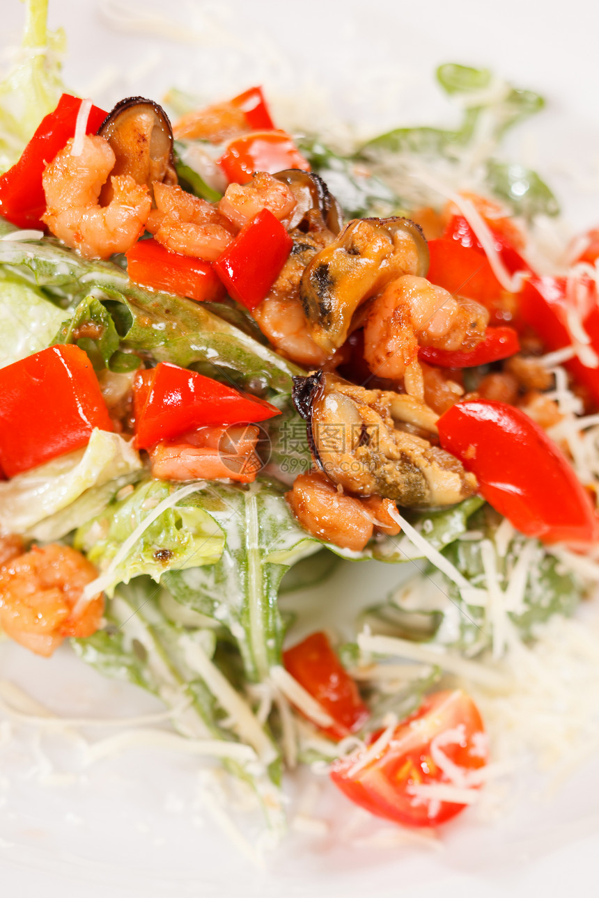 海食沙拉蔬菜贝类胡椒午餐国王章鱼餐厅饮食损失营养图片