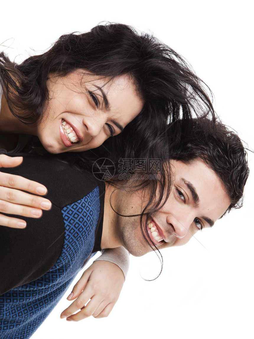快乐的年轻夫妇女士女性女孩幸福黑发男人乐趣男性成人微笑图片