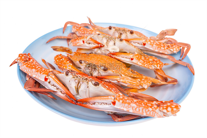 碗盘上蒸汽食品螃蟹橙子盘子桌子食物餐厅午餐爪子海鲜用餐美食图片