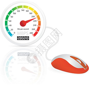 测速表连接到速度计的计算机鼠标插画