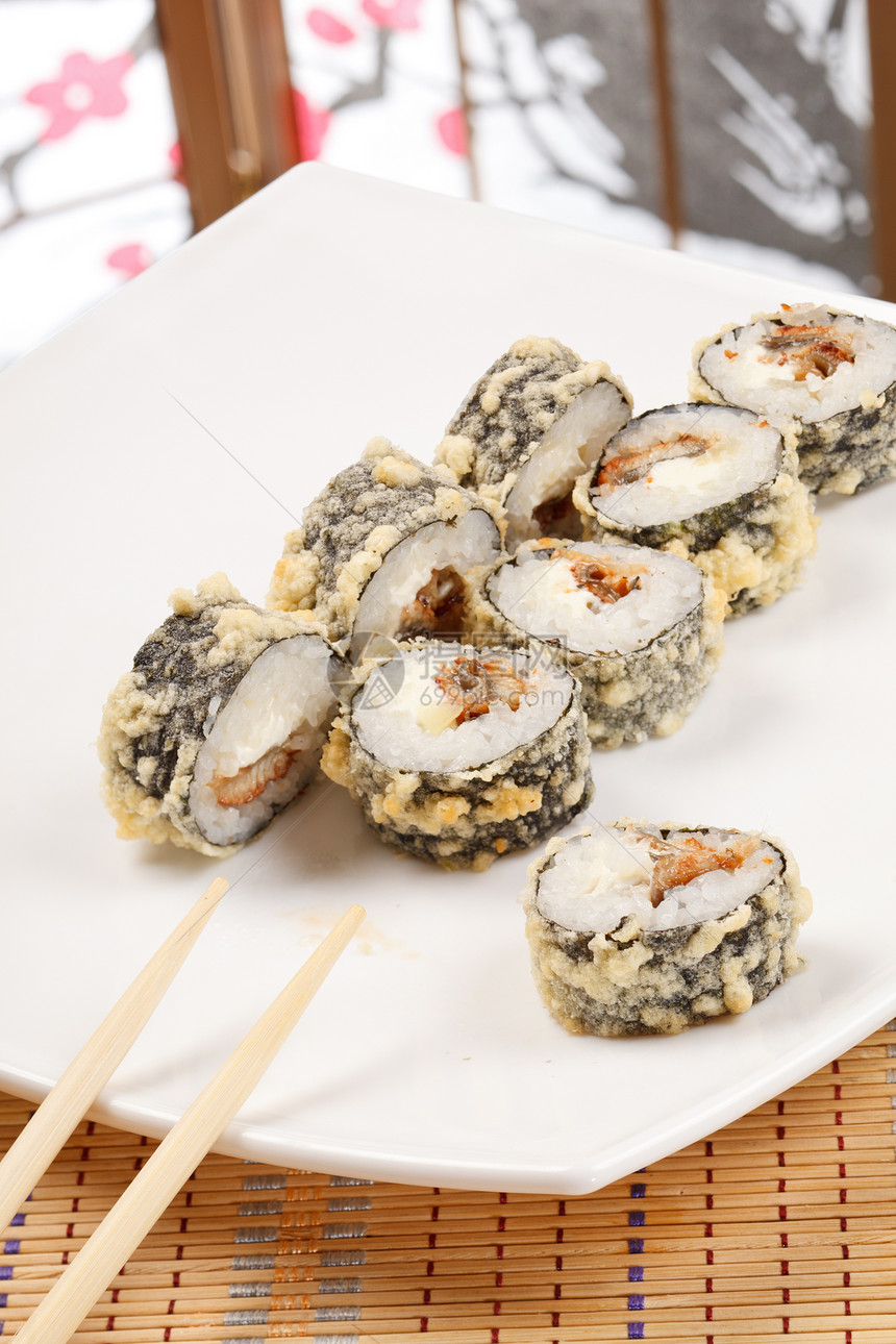 好吃的寿司海藻奶油鱼子美食鳗鱼海鲜餐厅海苔文化宏观图片