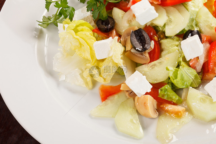 希腊沙拉香菜食物胡椒美食维生素黄瓜洋葱绿色图片