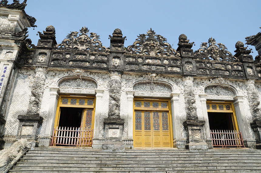 皇帝凯丁之墓 越南休埃历史性文化风格旅游寺庙色调装饰雕刻旅行石头图片