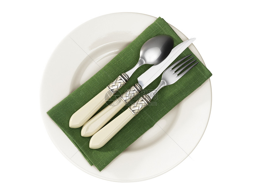 板和餐具金属厨具餐巾用餐晚餐盘子银器刀具图片