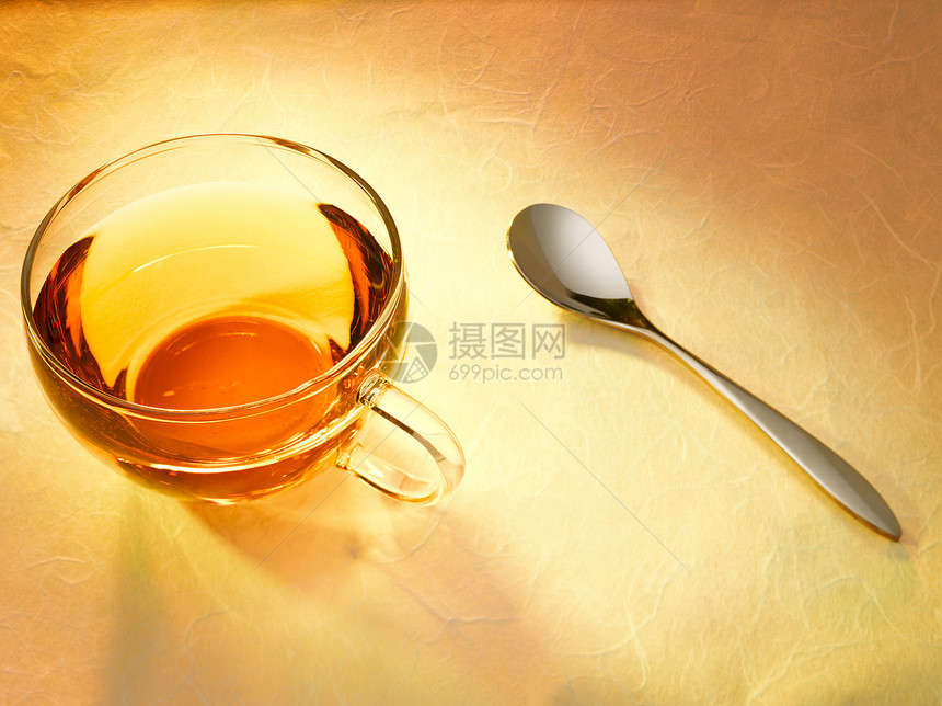 茶杯玻璃勺子餐具饮食生活方式影棚红茶液体图片