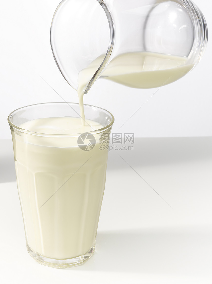 将牛奶倒在玻璃杯里液体白色水壶奶油飞溅溪流奶牛营养奶制品玻璃图片