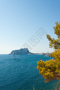 佩农德伊法赫Calpe 算数海滩海洋地标海岸岩石旅游阳光森林松树晴天背景