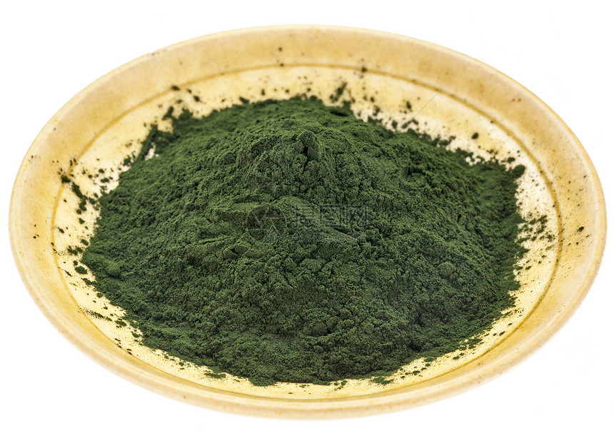 夏威夷螺旋藻粉粉饮食粉末木头健康饮食藻类螺旋养分蓝色绿色图片