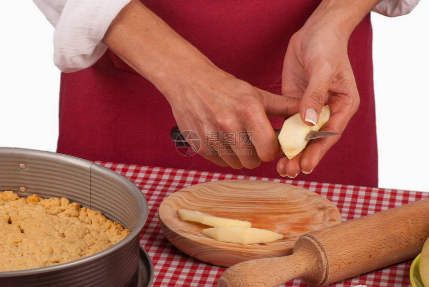 切苹果烘烤甜点厨师食谱烹饪餐具糕点馅饼蛋糕擀面杖图片