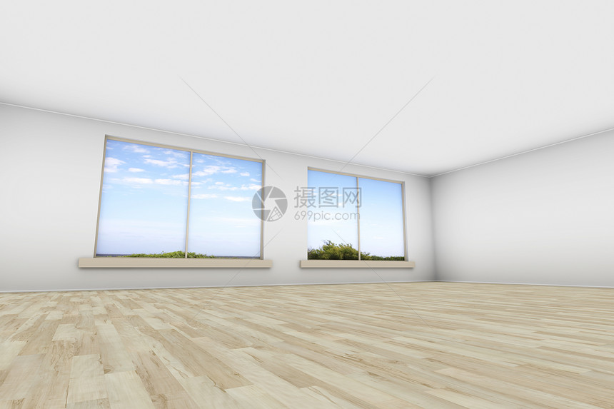 空房间蓝色财产公寓风格家具插图窗户地面天空装饰图片