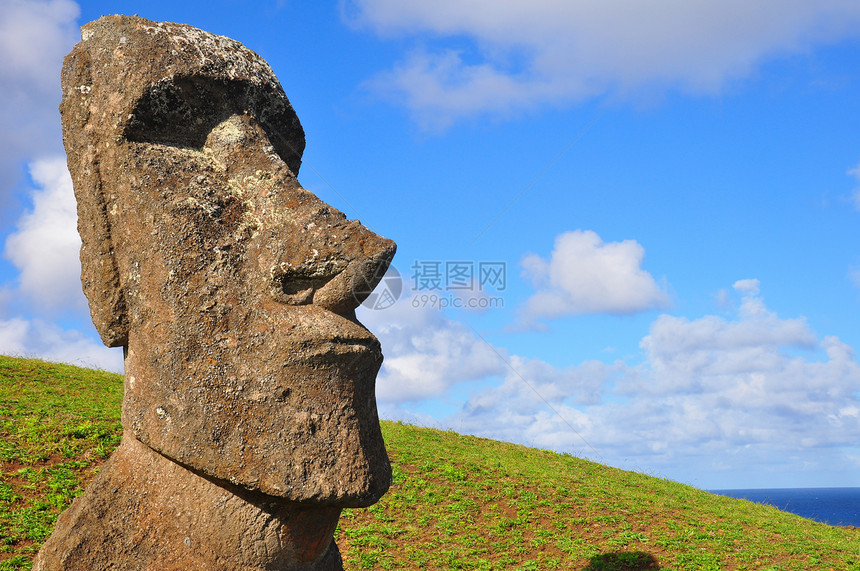 复活节岛独立莫艾雕像旅游观光旅行历史文化雕塑岩石石头图片