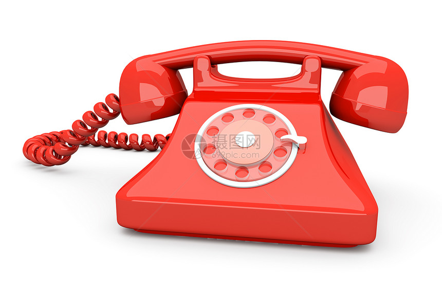 红电话电讯办公室红色技术电缆白色讲话计算机戒指塑料图片
