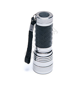 孤立的便携式金属火炬工具聚光灯橡皮灯笼灯光圆形技术黑色白色口袋背景图片