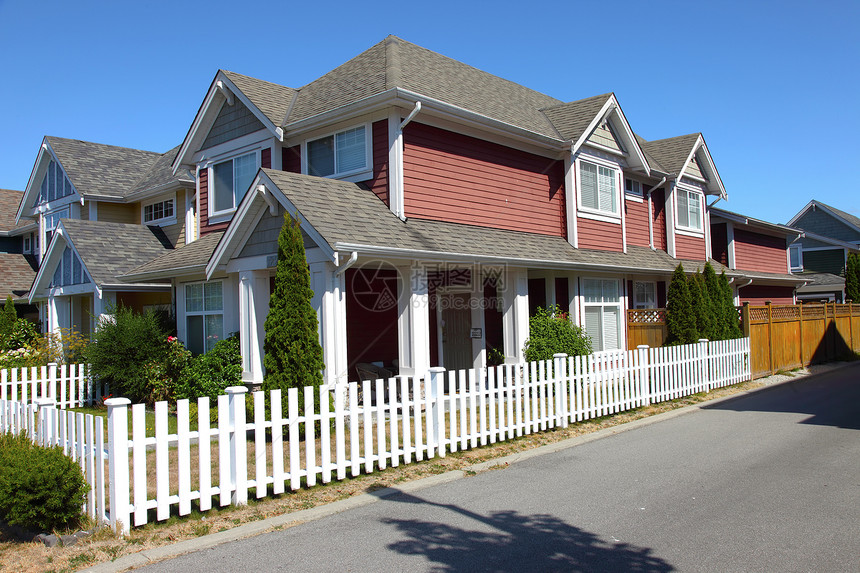 居住在加拿大里士满BC入口栅栏围栏邻里房子角落财产建筑学社区木头图片