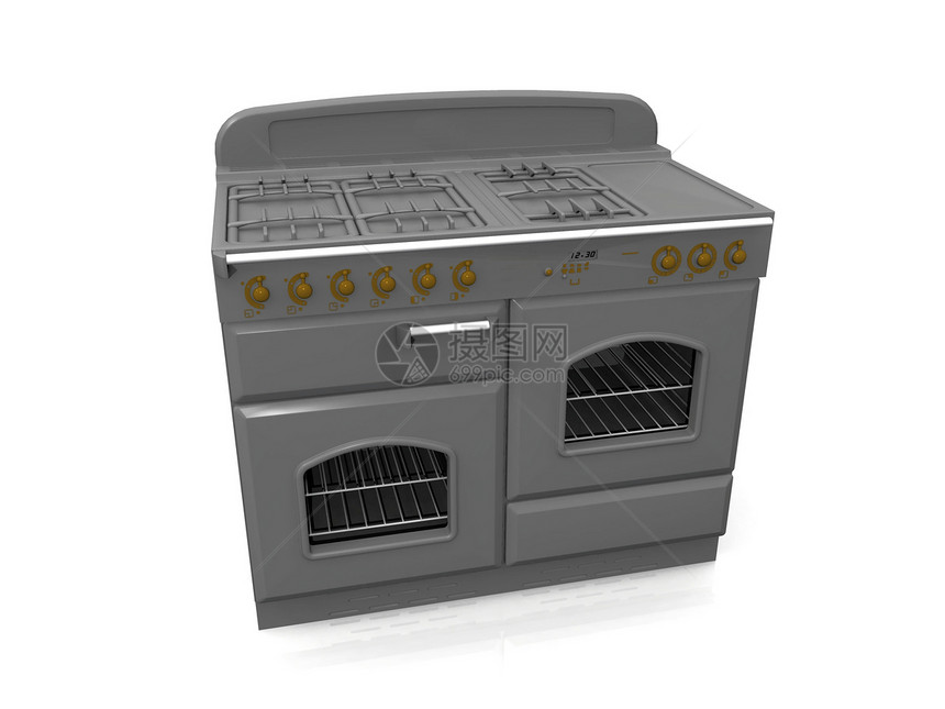 白色背景的炉灶器具厨房烤箱炊具房子气体烹饪图片