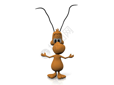 蟑螂卡通白色背景上的蚂蚁微笑性格卡通乐趣男人卡通片插图数字艺术流行音乐背景