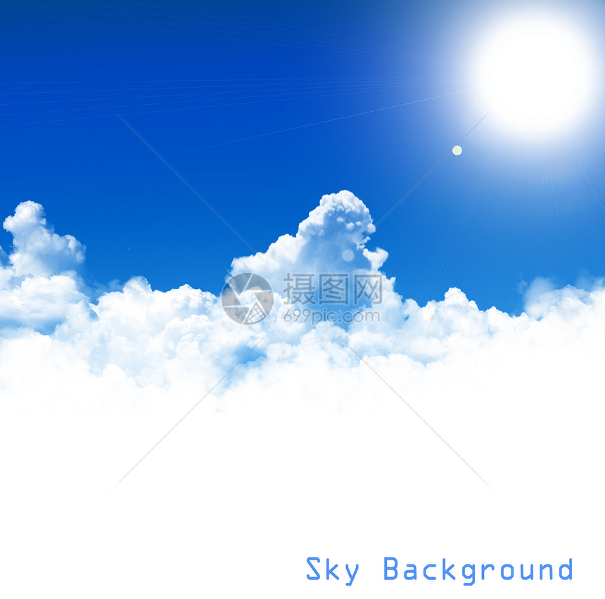 蓝色天空背景光束太阳天蓝色阳光环境天堂射线天气气氛晴天图片