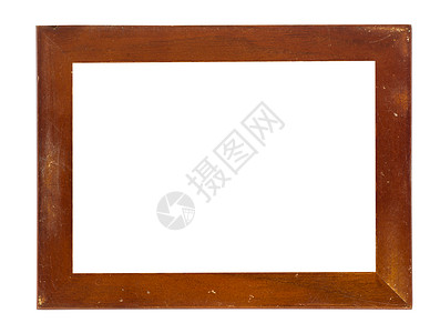 旧照片框架 木板 白色背景 剪辑p长方形画面古董风俗展览盒子木头纹饰金子画廊背景图片