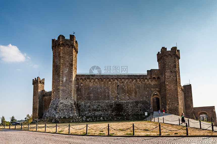 意大利托斯卡纳蒙塔尔奇诺城堡  著名的中世纪意大利 F堡垒历史城市据点建筑学旅行历史性防御晴天房子图片