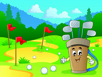 高尔夫包带有高尔夫主题2的图像插画