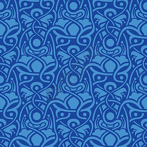 蓝色无缝模式装饰品墙纸艺术插图丝绸花纹壁纸花卉背景图片