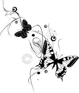 蝴蝶黑色翅膀昆虫草图创造力插图绘画背景图片