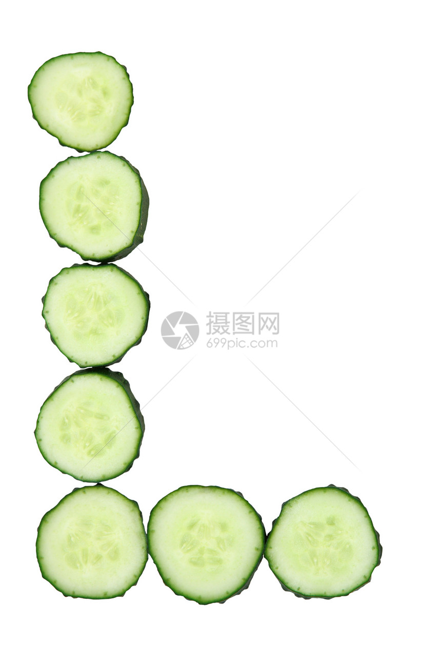 切碎黄瓜的蔬菜字母表-字母L图片