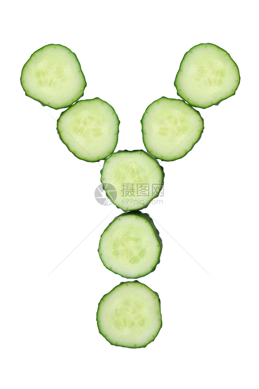 切碎黄瓜的蔬菜字母表-字母Y图片
