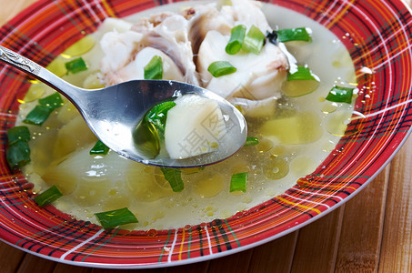 Ukha 俄罗斯鱼汤锥体海鲜食物肉汤传统背景图片