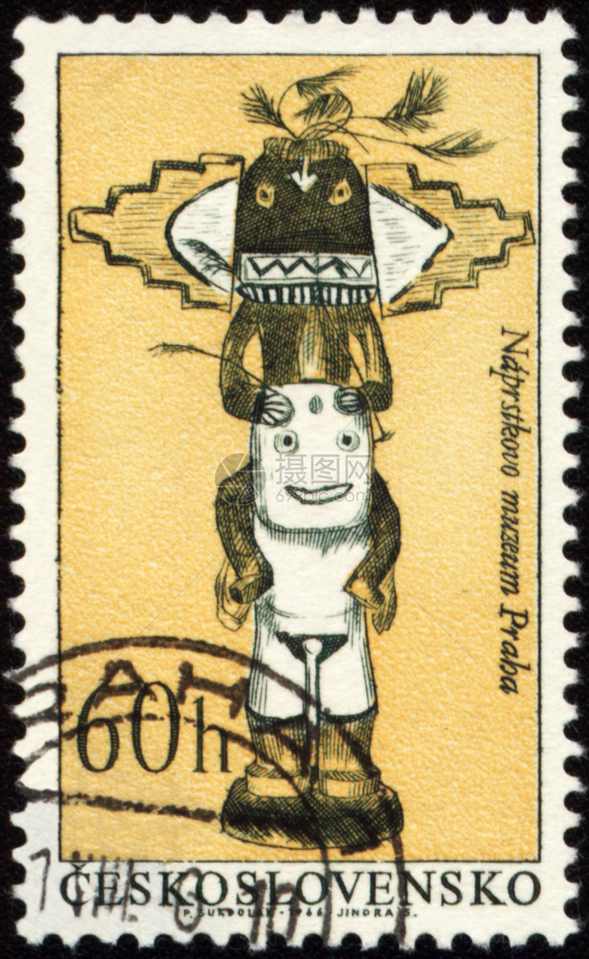 印有邮票的美洲原住民手工艺图片