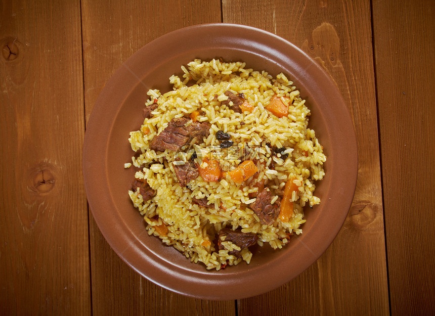 传统东方比拉fcolor胡椒脊蔬菜胡椒香料美食品味午餐牛肉葡萄干羊肉图片