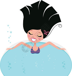 水女人妇女用白色孤立的Whillpool浴池洗澡(倒数)插画
