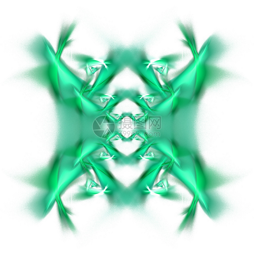 抽象对等分形背景 B黄色绿色漩涡运动蓝色白色插图海浪活力艺术图片