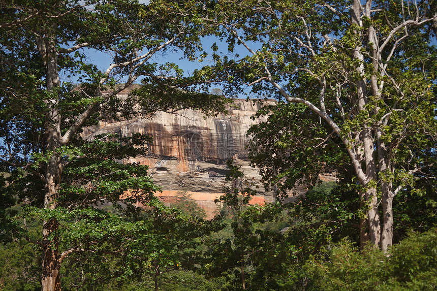 Sigiriya 岩石花园废墟纪念碑植物小路天空途径森林树木图片