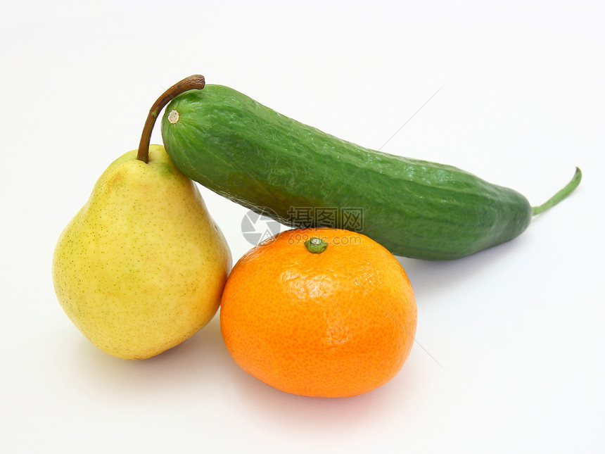 黄瓜 橘子和梨子小吃绿色红色饮食甜点食物橙子季节水果图片