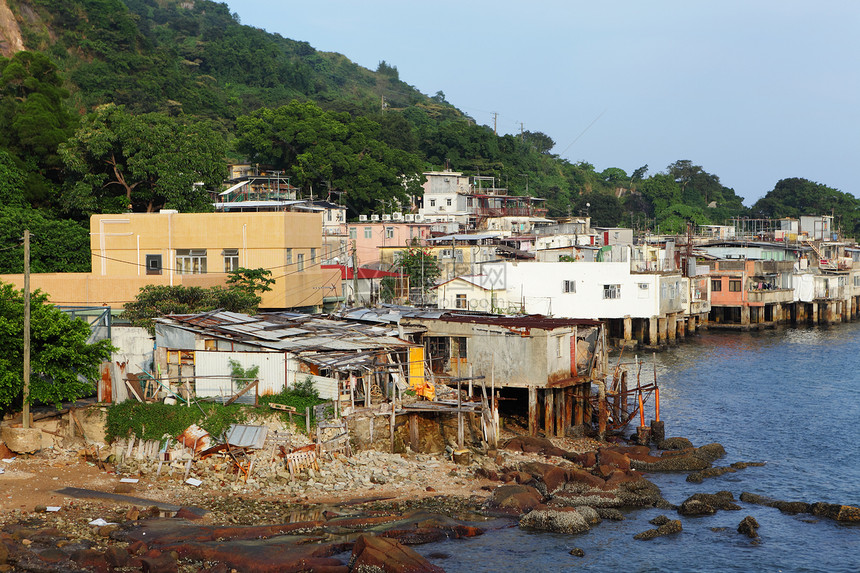 香港Lei Yue Mun村风俗渔船海鲜水域旅游吸引力社区生活工艺房子图片