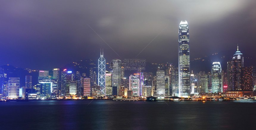 香港晚上的天线办公室景观码头场景商业城市假期天空旅行市中心图片
