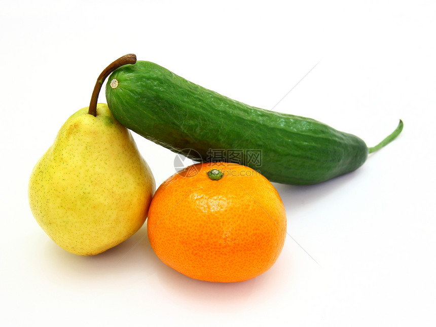 黄瓜 橘子和梨子季节甜点小吃绿色饮食水果橙子食物红色图片