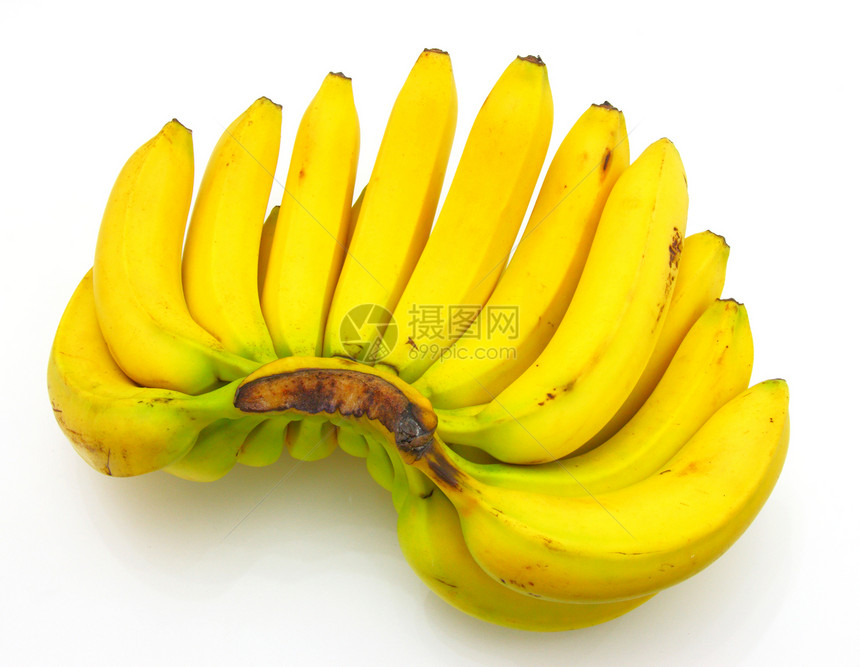 一群被白种背景孤立的香蕉热带皮肤丛林蔬菜营养美食小吃水果白色食物图片