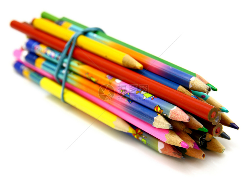彩色铅笔粉色活力黄色橙子素描教育蜡笔学校棕色团体图片