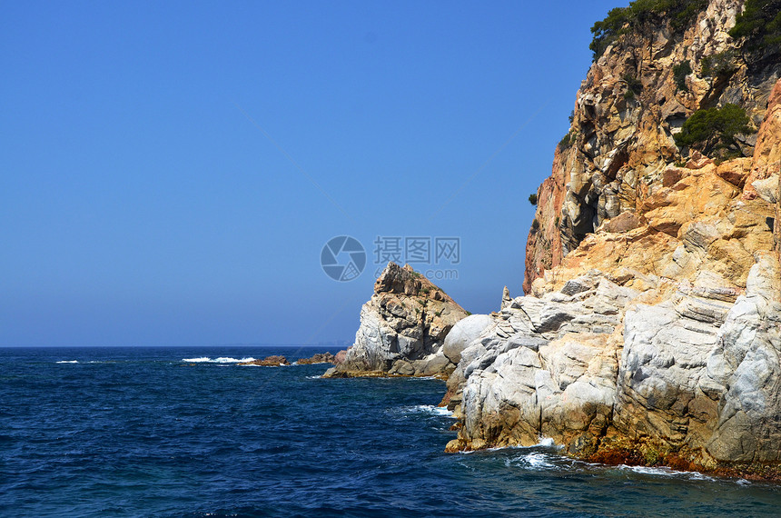 风景海浪蓝色酒店海岸岩石航海棕榈海岸线图片