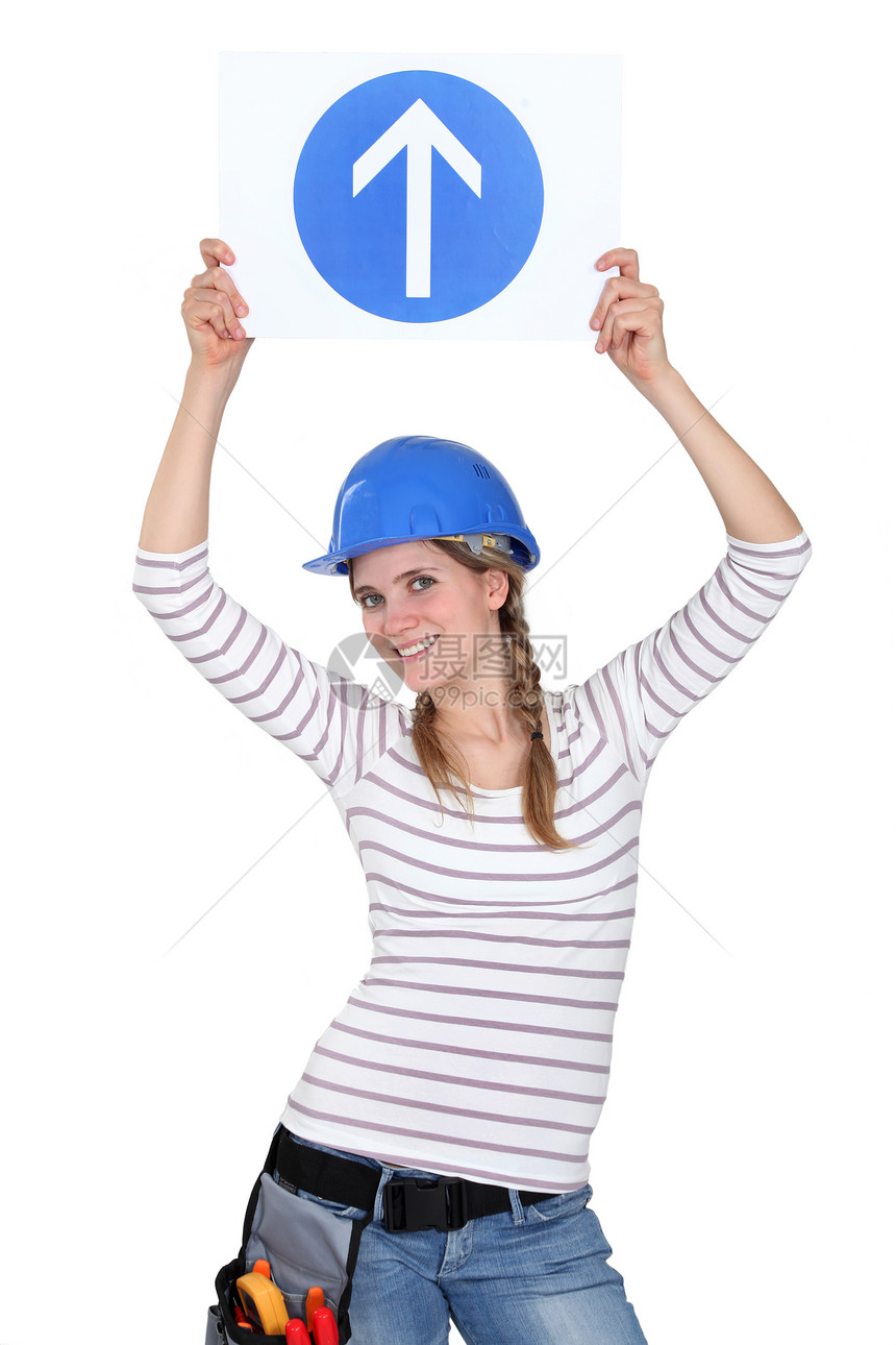 有标志的女建筑工人 妇女头盔承包商管理人员工人设计师女性工程师工程安全女士图片
