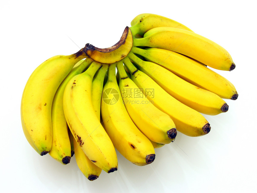 一群被白种背景孤立的香蕉团体水果小吃丛林蔬菜白色美食皮肤黄色食物图片